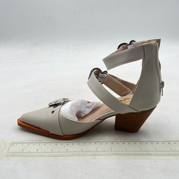 FSJ Beige Buckle Strap Heels - Picture 2 of 12